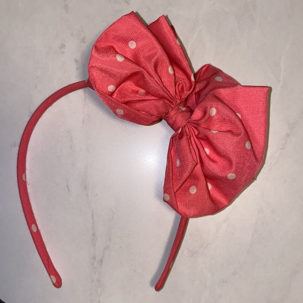 Set of 3 bow headbands lavender purple dark brown coral pink polka dot​ - Picture 4 of 13